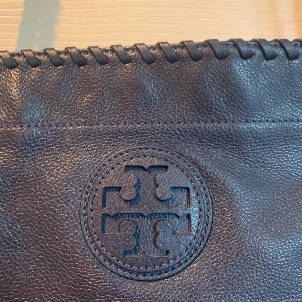 Tory Burch Navy Blue Leather Shoulder Handbag